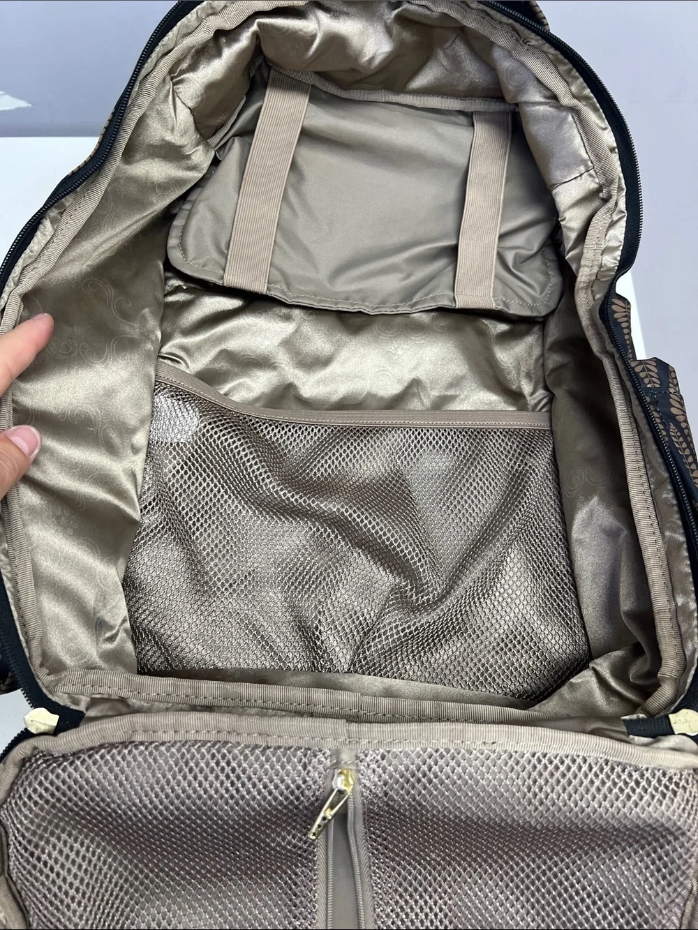 JuJuBe Patterned Diaper Backpack - Black & Gold Leaf Print